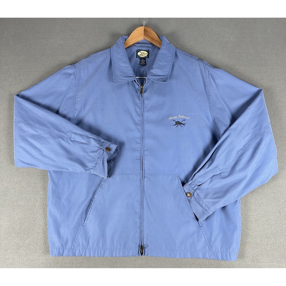 Tommy Bahama Jacket Mens Large Blue Full Zip Bi Swing Nautical Prep Golf